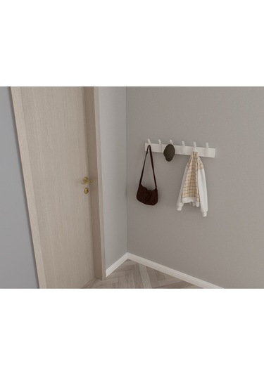 Hepsi3boyutlu Modern Duvar & Kapı Kanca Askılık - 6 Adet Beyaz Kanca Askılık - Model No : 3 Beyaz