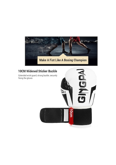 Reedark Erkek Kadın Universal Pu Muay Thai Kovboy Eldiveni, Spor Antrenman Dikdörtgen Torba Savaş Gloves, Ventilasyonlu 8oz Beyaz Beyaz