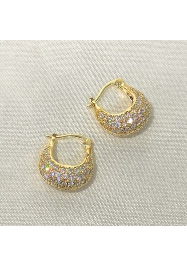 Vıp Zirkon Gold Küpe Gold