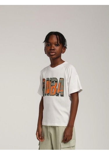 Escabel Erkek Çocuk Pamuklu Baskılı Tshirt-15604 Beyaz