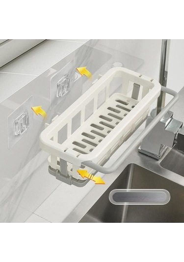 Trendooze Tutucu Tepsisi Sünger Sepeti Sabunluk Raf Mutfak Mutfak Monte Lavabo Havlu Düzenleyici Duvara Depolama Damlalıklı Bulaşık Bulaşık Bezi Beyaz Askısı Kt Beyaz