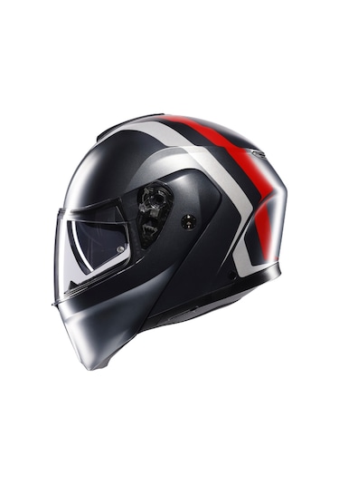 Agv Kask/streetmodular Resı Matt Grey Sılver Red Çok Renkli