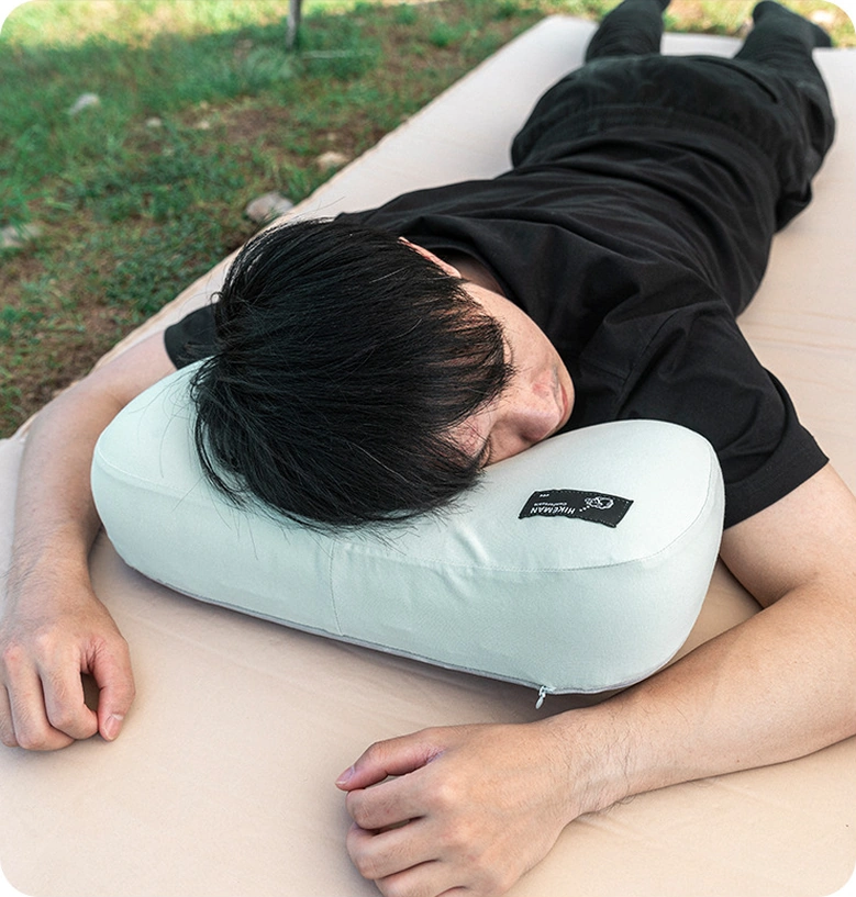 Hıkeman Kamp Yastığı Hafif, Memory Foam Seyahat, Kamp, Ofis Ve Bel Destek Yastığı Mavi