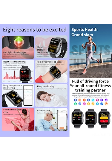 Geeroyoo 2024 Akıllı Saat F59 Oksijen 100+ Spor Modu Ip67 Su Geçirmez