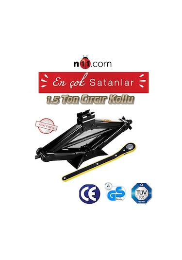 Oto Cırcır Kollu Kriko Araç Krikosu 1.5 Ton Makas Tip Cırcırlı Aras