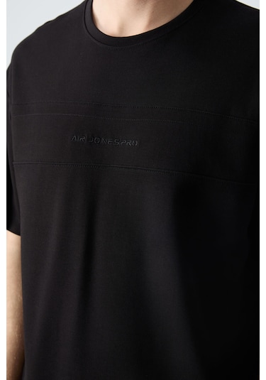 Siyah Pamuklu Kalın Yumuşak Dokulu Oversize Fit Basic Erkek Şort Takım - 85257