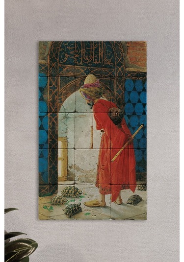 Doğal Taş Tablo Kaplumbağa Terbiyecisi - Duvar Dekoru 30x50cm