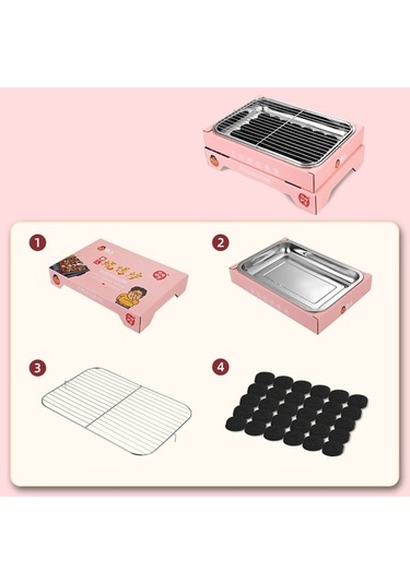 Wondernest Yıkama Ve Tek Sobası Paslanmaz Ocağı Mekan Kullanımlık Kraft Kamp Kağıt Izgara Seti Dış Çelik Barbekü 56067446 + Aksesuarlar Pembe