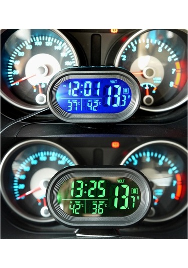Pazly 3'ü 1 Arada Araç İçi Dijital Saat, Sıcaklık Ve Voltmetre - Lcd Ekran 12v Araba, Kamyonet, Suv, Rv