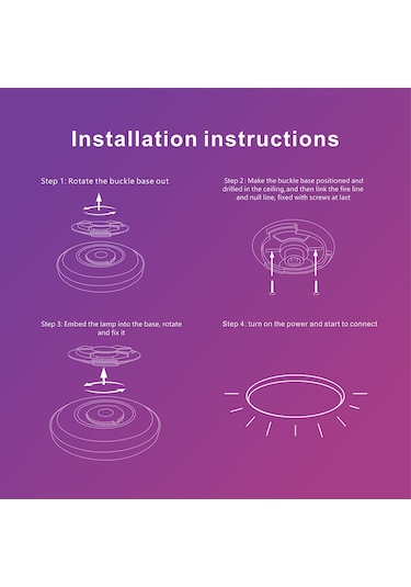 Akıllı Plafonyer Karartma Tavan Lambası 220 V Wi-fi+bt Kumanda Çok Renkli