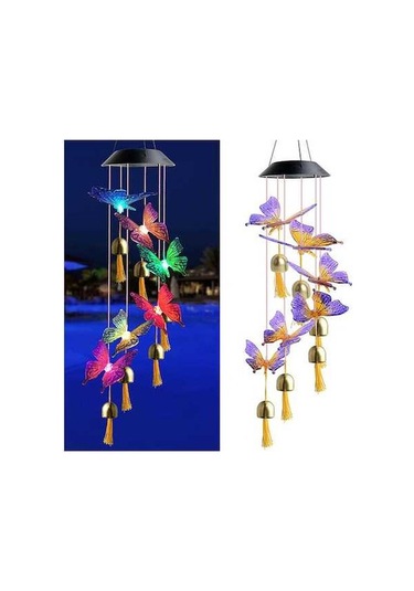 Pazly Güneş Renkli Kelebek Rüzgar Çanı - Ev, Bahçe, Pencere Dekoru, Çok Renkli Çok Renkli