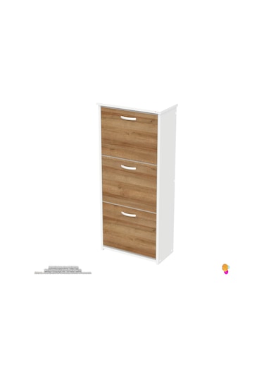 Modilayn West Asma Kapı Önü 52x 116 X26 Cm Lik 3 Düşer Kapak 6 Göz Bölmeli Ayakkabılık Beyaz - Meşe