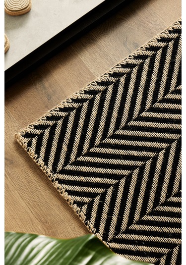 Ocean Home Textile Siyah Renk Balıksırtı Jüt Paspas 50  x  70 CM