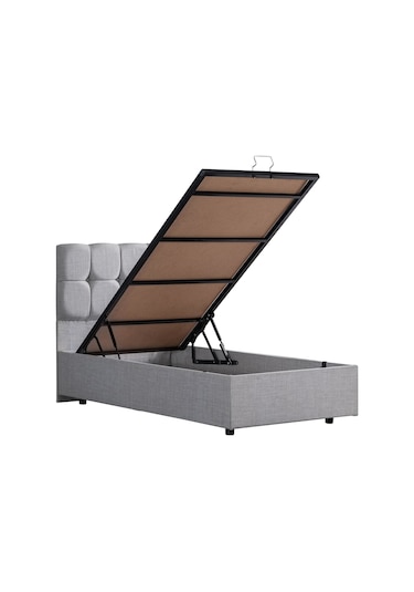 Setaymobilya Baza, Berlin Tek Kişilik Baza + Başlık Seti, Açık Gri
