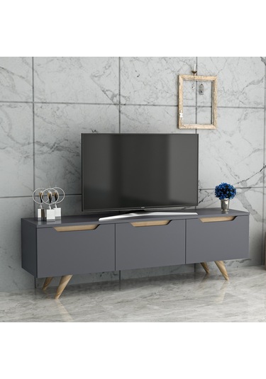 Bmdekor Tv Sehpası Parka Antrasit Meşe 150 Cm