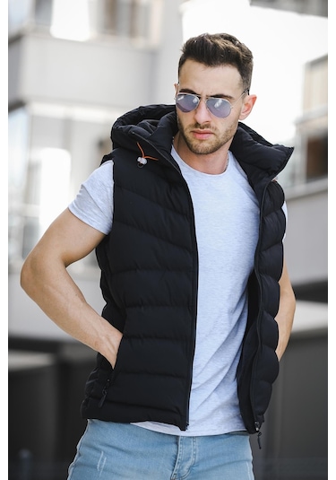 Giaco Slim Fit Kapüşonlu Suya Dayanıklı Puffer Erkek Şişme Yelek 001