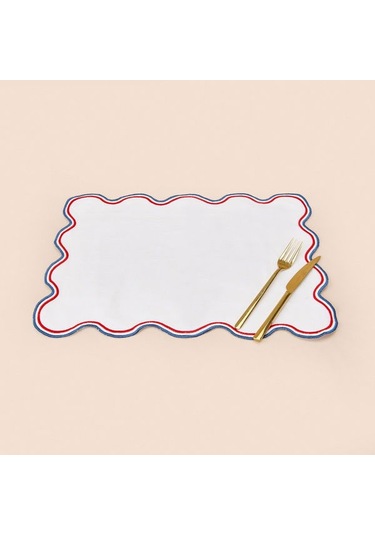 Evidea Soft Nonna Amerikan Servis - Mavi / Kırmızı - 30x50 Cm Mavi / Kırmızı Mavi - Kırmızı