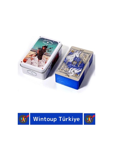 Özel Üretim Metal Kutulu Beyaz Numen Tarot Kartı 78 Adet