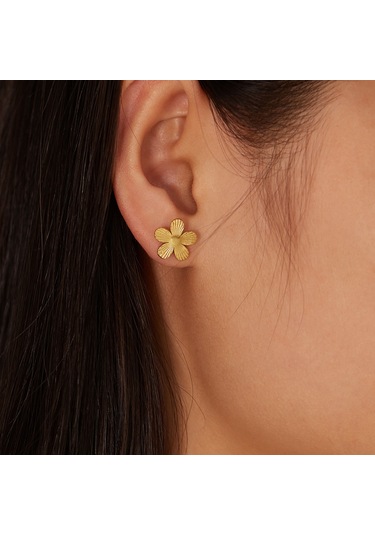 Sones Opk Ge941 1 Çift Vintage Paslanmaz Çelik Çiçek Küpe Altın