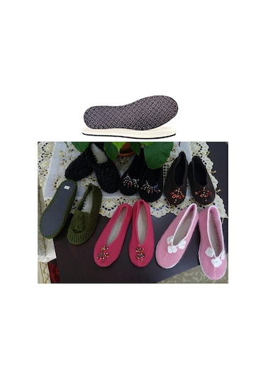 1 Çift Hobi Örgü Panduf Patik Tabanı Kaydırmaz -Eva- Yün Keçe 3 K (550662519)