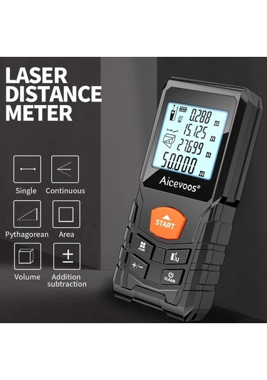 Elmpaly Aıcevoos Yüksek Hassasiyetli Dijital Lazer Mesafe Ölçer 50 120m 100m 328ft Endüstriyel Ölçüm Lastik Kılıf Pil İle