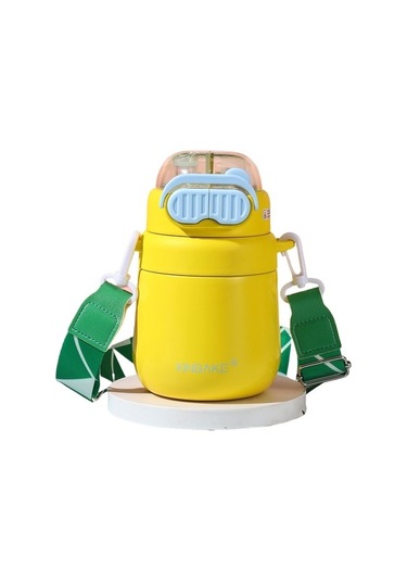 316 Paslanmaz Çelik Termos Kupa Büyük Göbek Kupası Taşınabilir Su Bardağı Üniversite Öğrencisi Saman İle Büyük Kapasiteli Bardak Etqjvt Sarı