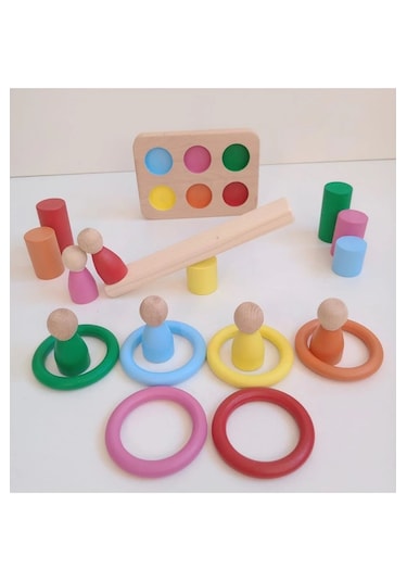 Montessori Halka Silindir Peg Bebek 6 Lı Seti