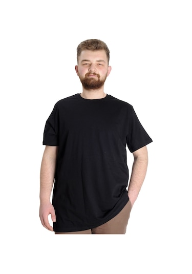 Mode Xl Büyük Beden Erkek Tshirt Bisiklet Yaka Basic 20031 Siyah 001