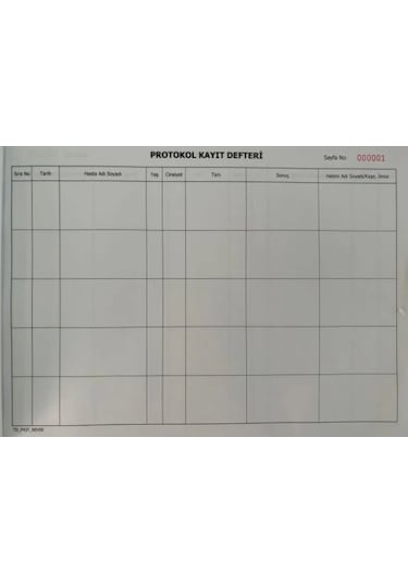 Hasta Kayıt Protokol Defteri 100 Yaprak