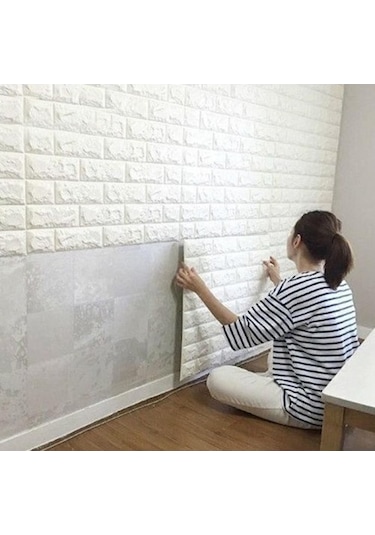 3d Tuğla Desenli Kendinden Yapışkanlı Duvar Paneli 58x38 Cm Çok Renkli