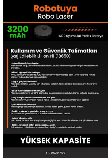 Robotuya Robo Laser Uyumlu 3200 Mah Robot Süpürge Pili