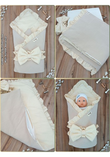 Pike Bebek Battaniyesi Kundağı %100 Pamuklu Çıkarılabilen İç Elyaf Yenidoğan Hastane Çıkışı Sütlü Kahve