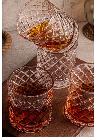 Snippy Madrid - 4'lü Cam Bardak 250 Ml El Yapımı Meşrubat Bardağı