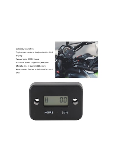 Vkemall Mini Su Geçirmez Motor Saat Ve Devir Sayacı - Yüksek Hassasiyetli Lcd Ekranlı, 99999 Rpm, 9999.9 Saat Kaydı