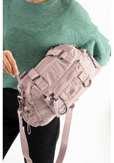 Kadın Omuz Çantası Çapraz Askılı Postacı Bayan Çantası 21 31 Cm Poliamid Hafif Kumaş Kol Çantası Pembe