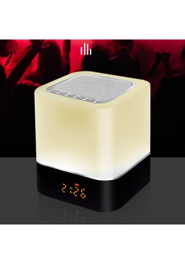 Geeroyoo Bluetooth Hoparlör, Led Gece Lambalı Dokunmatik Kontrollü Çok Fonksiyonlu Çalar Saat, Usb/tf/aux Desteği Ve Zaman Göstergeli Jzr-gy