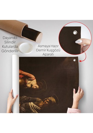 Caravaggio - Madonna Ve Çocuk, Aziz Anne İle Duvar Örtüsü-7359