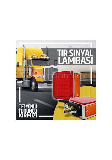 Kare Kırmızı Turuncu Led Far Tır Lambası Kamyon Arka Fren Lambası