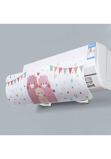 Kosona Çocuklar İçin Uygun Duvar Tipi Klima Rüzgar Engelleyici, Pp Malzeme, 180 Derece Ayarlanabilir, Delikli Tasarım, Gül Sepeti Desenli