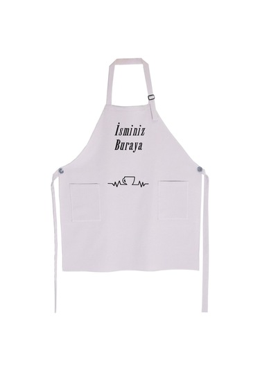 Mutfak Önlüğü Kişiye Ve İsme Özel Nakışlı Mutfak Önlüğü Fincan Farklı Renkler Gri