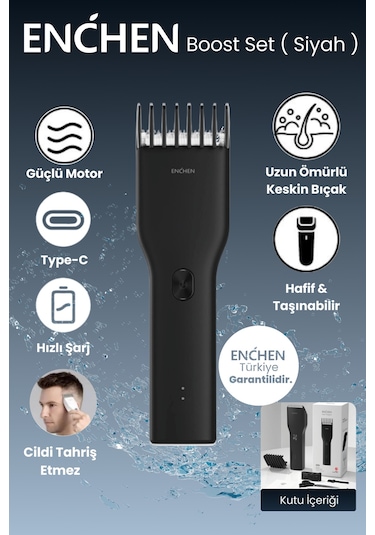 Enchen Boost Siyah Taşınabilir Şarjlı Saç Kesim Seti