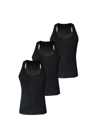 Josejuan 3'lü Erkek Atlet Rambo %100 Pamuk Ribana 3201-3'lü Siyah