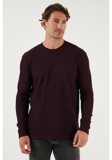 Buratti Pamuklu Bisiklet Yaka Slim Fit Basic Erkek Sweat 5905073 Vişne