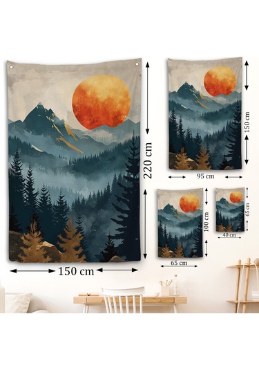 Dağların Üstündeki Güneş Manzarası Duvar Örtüsü-7645