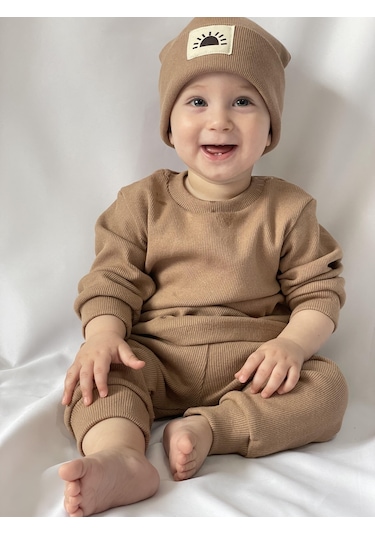 MiaBaby Bereli Üçlü Takım 001 Kahverengi