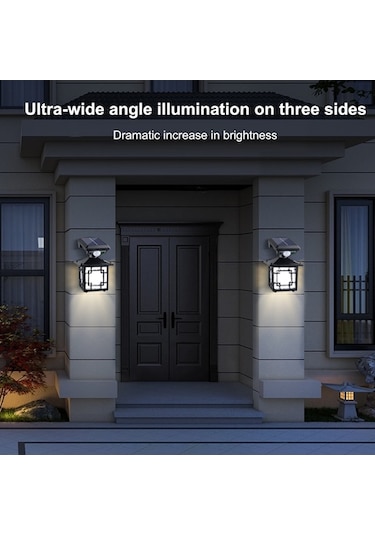 Novahub 2pcs Güneş Enerjili Duvar Lambası Ip65 Su Geçirmez Sokak Lambası Vücut Sensörü Yol Aydınlatma Bahçe Işıkları