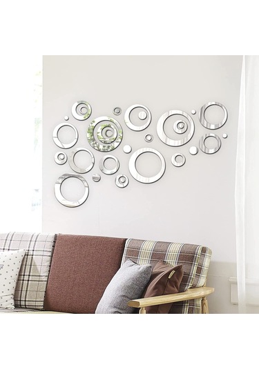 Hombey Akrilik Ayna Duvar Sticker, Gümüş Ve Altın Renk Seçenekli, Uv Baskılı, Mat Vernikli Dekoratif Wall Art