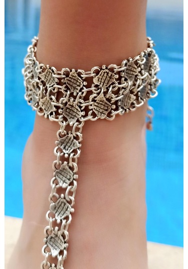 Antik Gümüş Kaplama Geometrik Şekilli El Yapımı Kadın Şahmeran Ha Gümüş