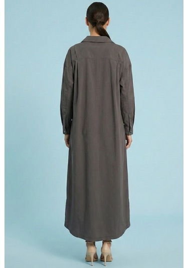 Guitar Oversize Antrasit Poplin Elbise Antrasit