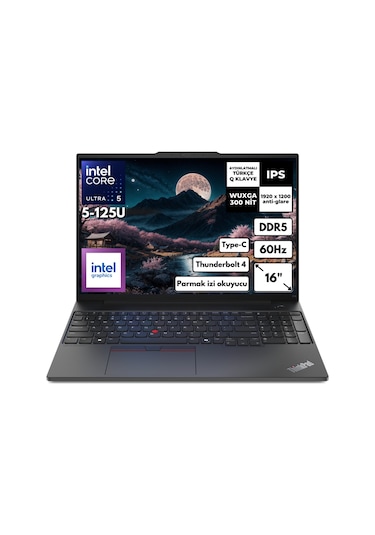 Lenovo ThinkPad E16 Gen 2 21MA003MTXFR5 Ultra 5-125U 48 GB 1 TB SSD 16" Wuxga Free Dos Dizüstü Bilgisayar